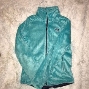 Turquoise Fleece Zip Up North Face Jacket